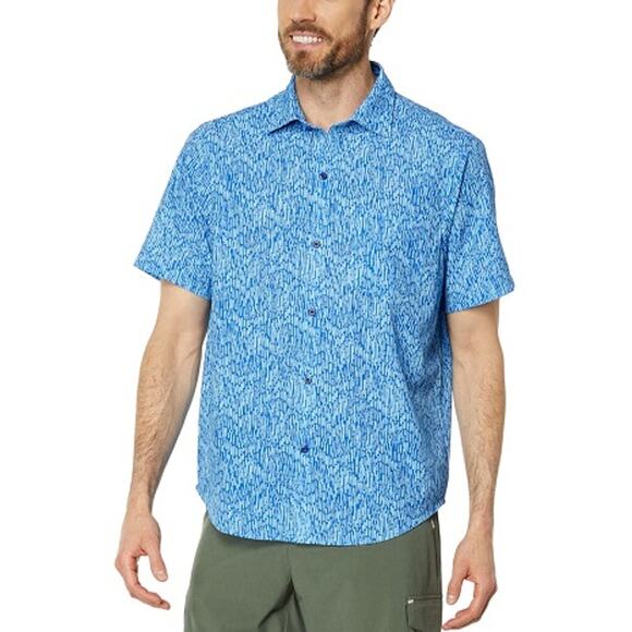 Tommy Bahama Men's Blue Cobalt Sea Bahama Coast Tiki Geo T-Shirt Size L - Picture 1 of 9